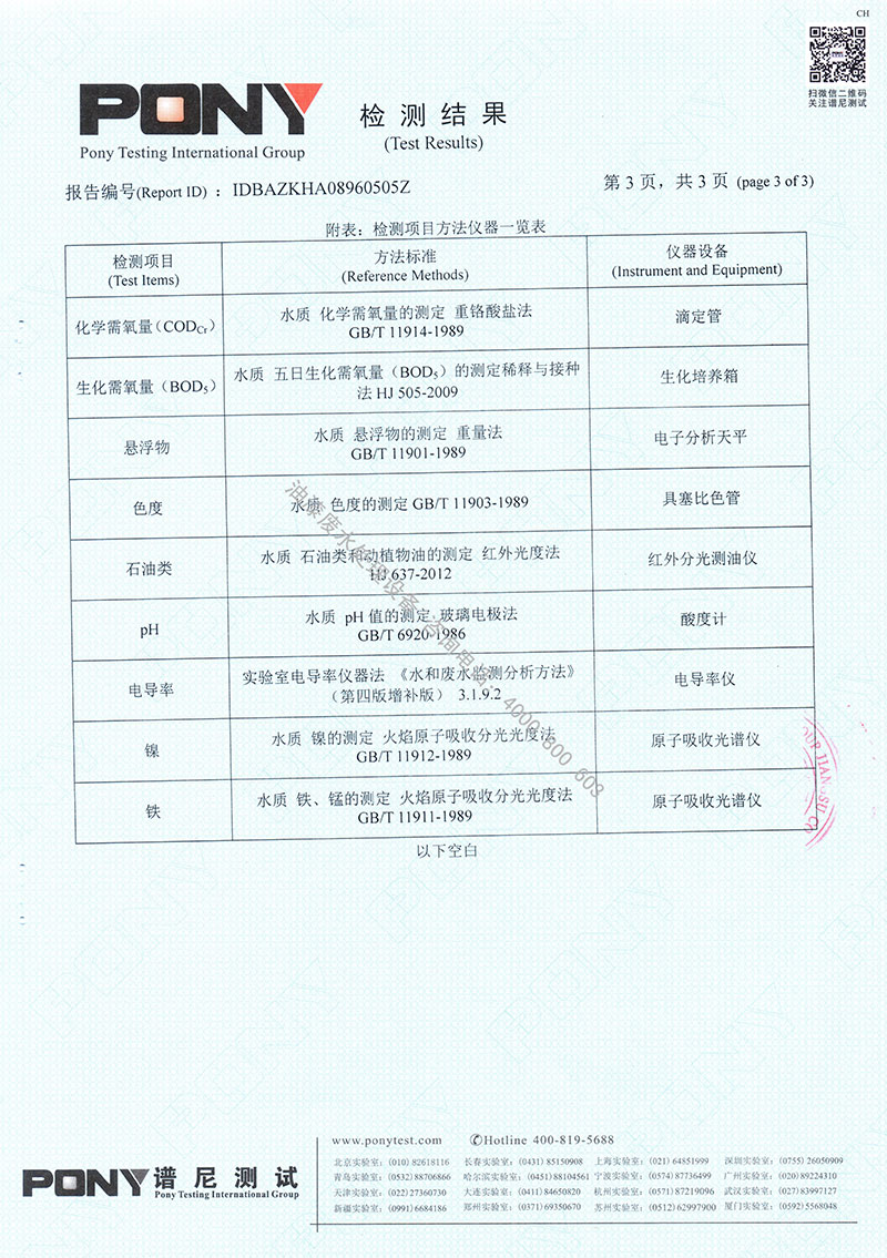 噴漆廢水處理設備檢測報告4